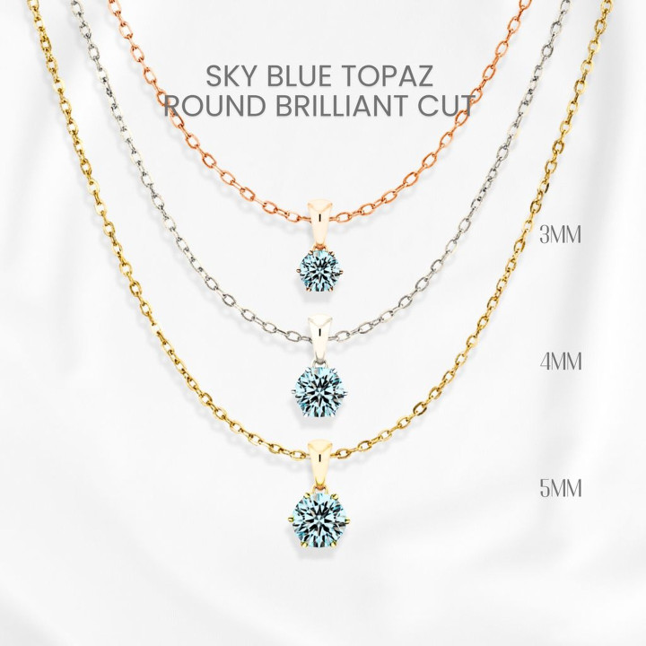 Collar de topacio azul cielo | Plata de ley, engaste de garras | GEORGE Jewelry