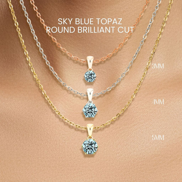 Collar de topacio azul cielo | Plata de ley, engaste de garras | GEORGE Jewelry
