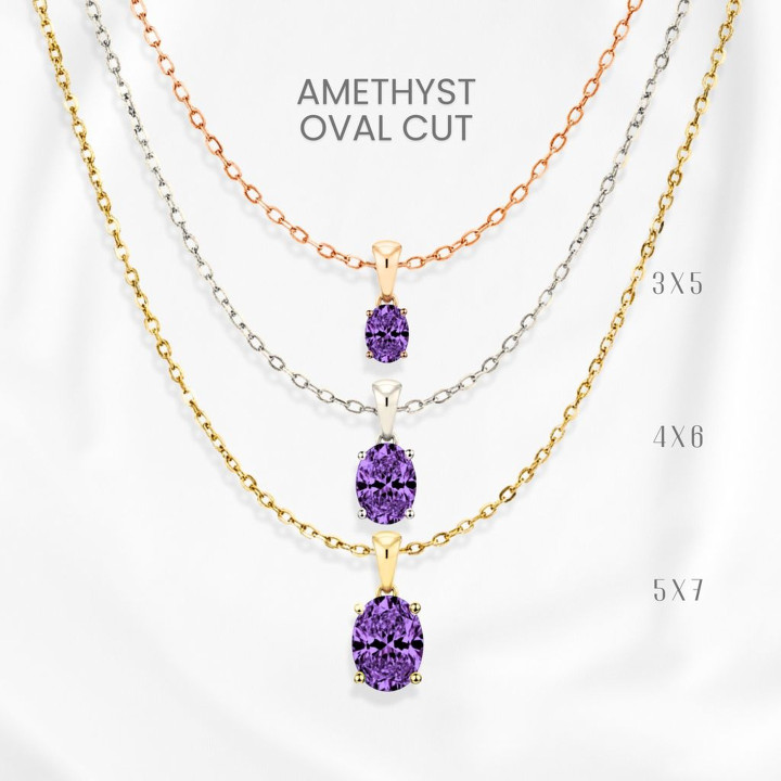 Collier pendentif œuf en améthyste | Argent sterling 925 plaqué or | GEORGE Jewelry