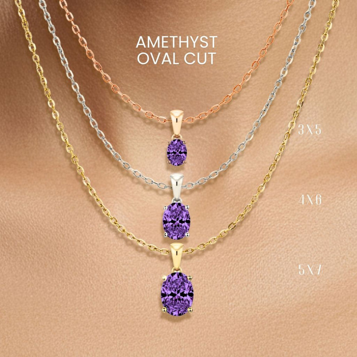 Collier pendentif œuf en améthyste | Argent sterling 925 plaqué or | GEORGE Jewelry