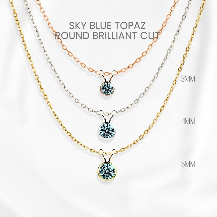 Collar de topacio azul cielo | Diseño GEORGE, plata de ley