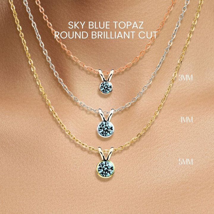Collar de topacio azul cielo | Diseño GEORGE, plata de ley
