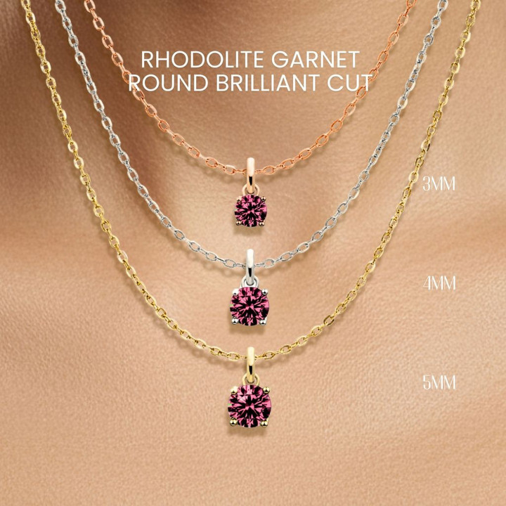 Collier en grenat rhodolite véritable | Minimaliste et argent sterling
