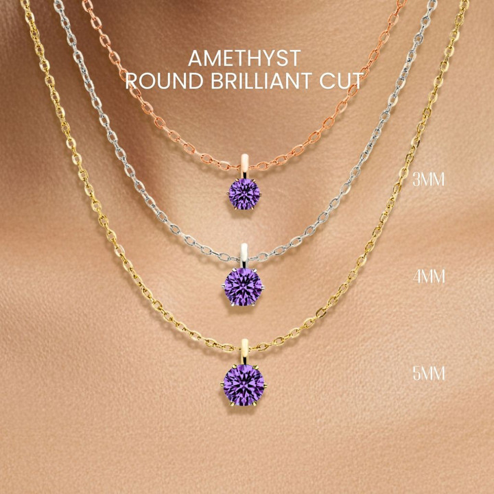 Amethyst-Halskette | Echter Stein, Sterlingsilber, luxuriöse Fassung