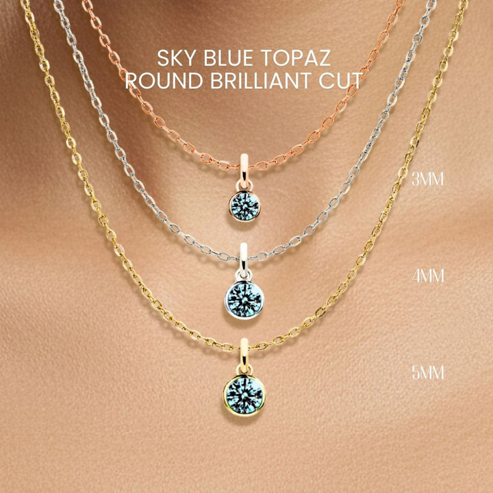 Collier en topaze bleu ciel | Pendentif minimaliste en argent sterling