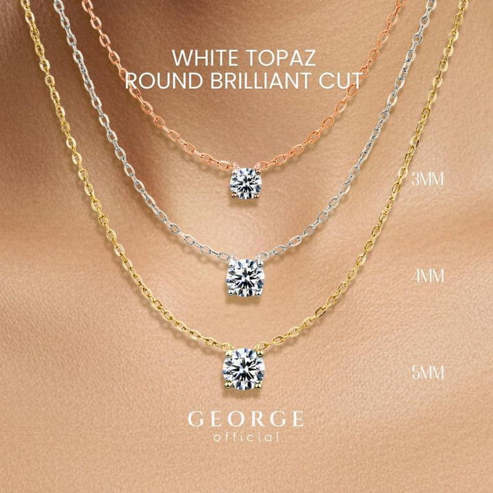 Collier élégant en topaze blanche et argent sterling