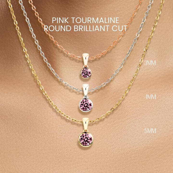 Collier en tourmaline rose | Argent sterling et plaqué or | GEORGE Jewelry