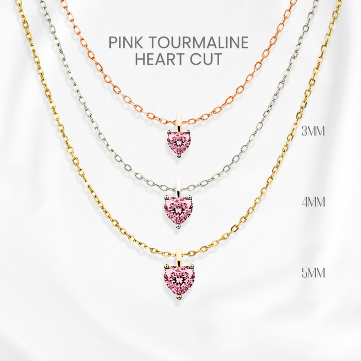 Collier Cœur en Tourmaline Rose | Argent Sterling, Plaqué Or par GEORGE