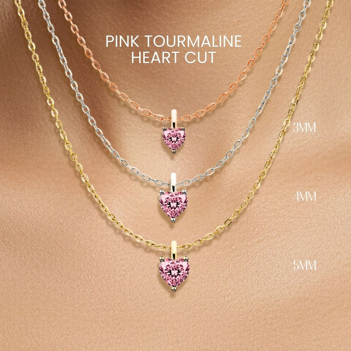 Collier Cœur en Tourmaline Rose | Argent Sterling, Plaqué Or par GEORGE