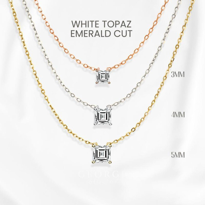 Collier en topaze blanche | Pendentif en argent sterling et plaqué or par GEORGE