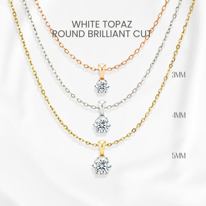 Collar de topacio blanco | Plata de ley, engaste de 5 puntas de GEORGE