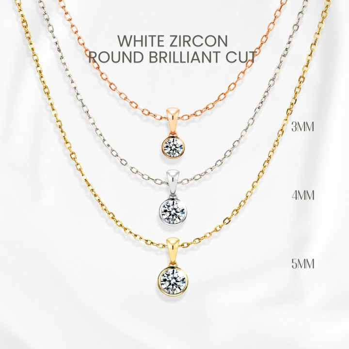 Collier élégant en zircon blanc et argent sterling