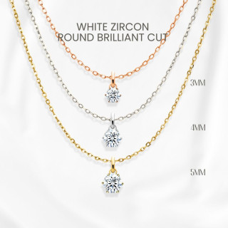 Minimalist White Zircon Necklace in Sterling Silver
