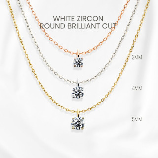White Zircon Necklace | 925 Sterling Silver, Plated in Gold