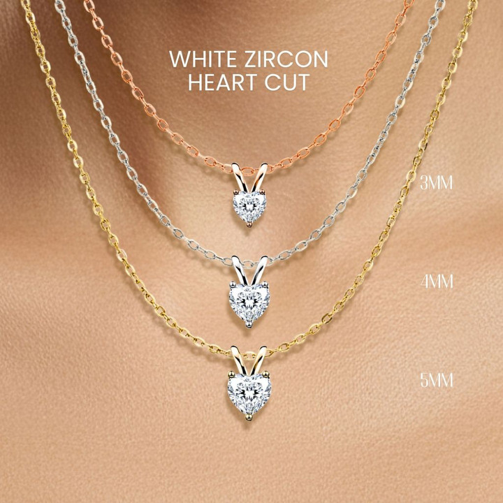 Halskette mit Herzanhänger aus weißem Zirkon – Sterlingsilber von GEORGE