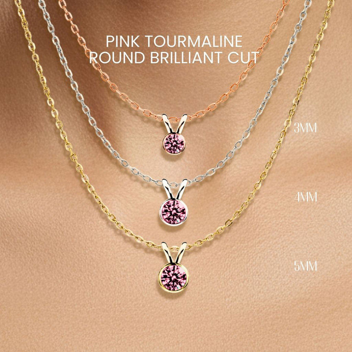 Collier pendentif en tourmaline rose | Bijouterie GEORGE