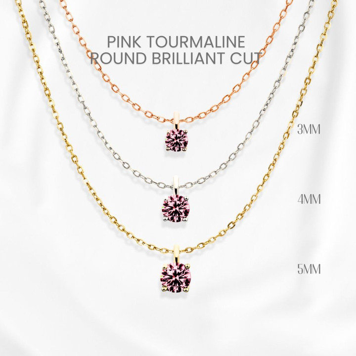 Collar de turmalina rosa | Plata de ley y chapado en oro
