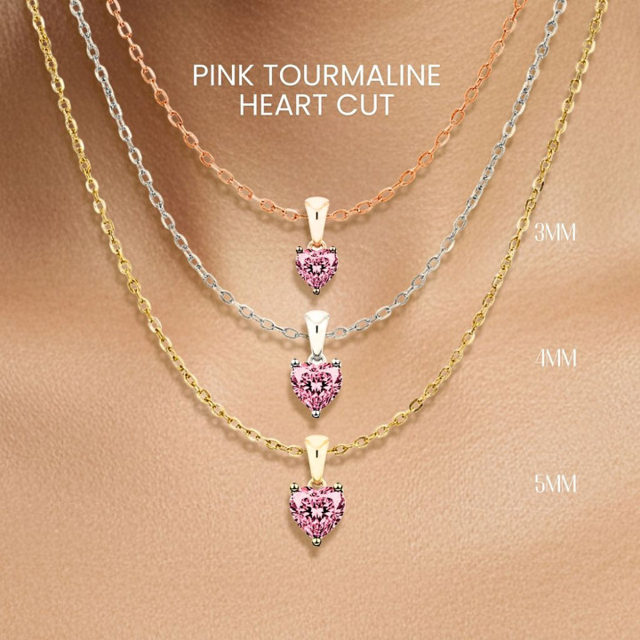 Collar con corazón de turmalina rosa | Plata de ley y chapado en oro