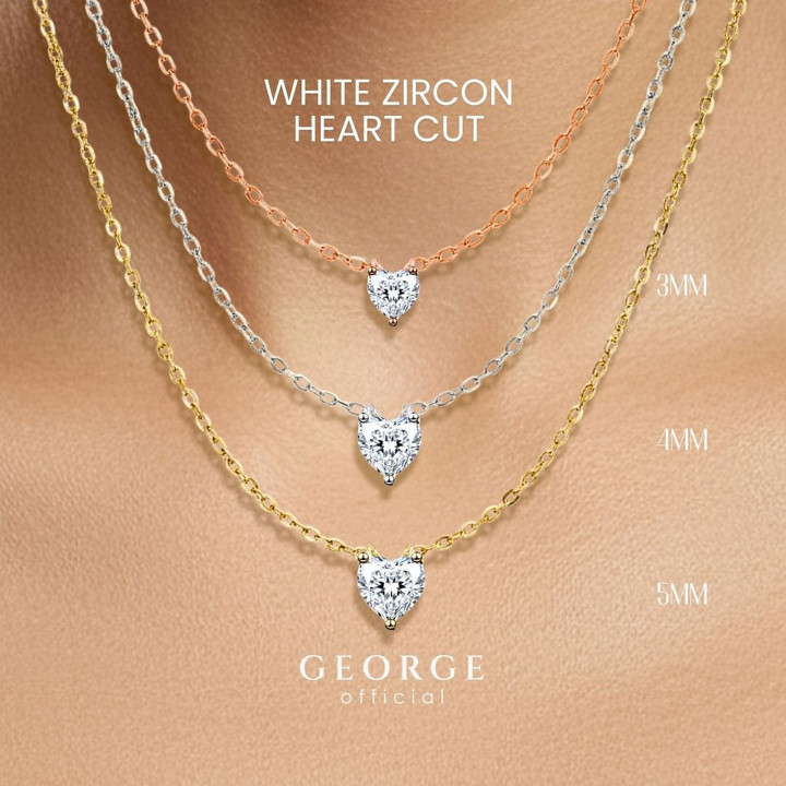 Collier cœur en zircon blanc | Argent sterling 925 et plaqué or