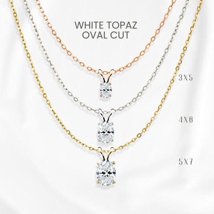 Collier pendentif œuf en topaze blanche | Argent sterling par GEORGE