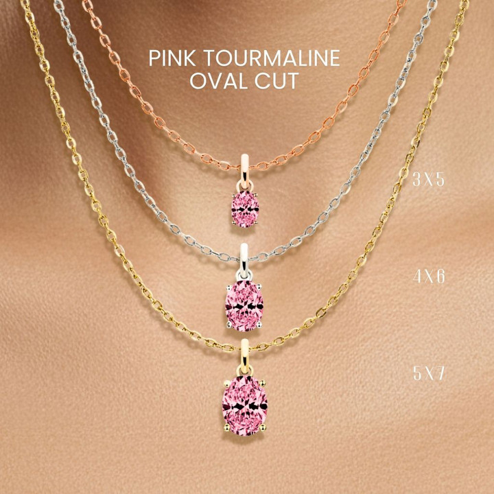 Collier œuf en tourmaline rose | Argent sterling et plaqué or