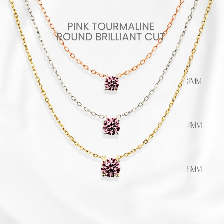 Elegante collar de turmalina rosa en plata de ley.
