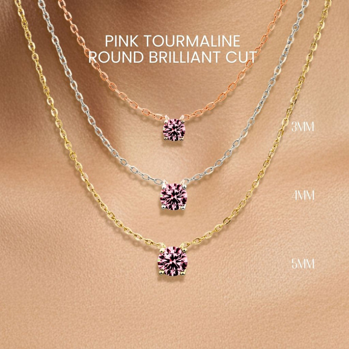 Elegante collar de turmalina rosa en plata de ley.