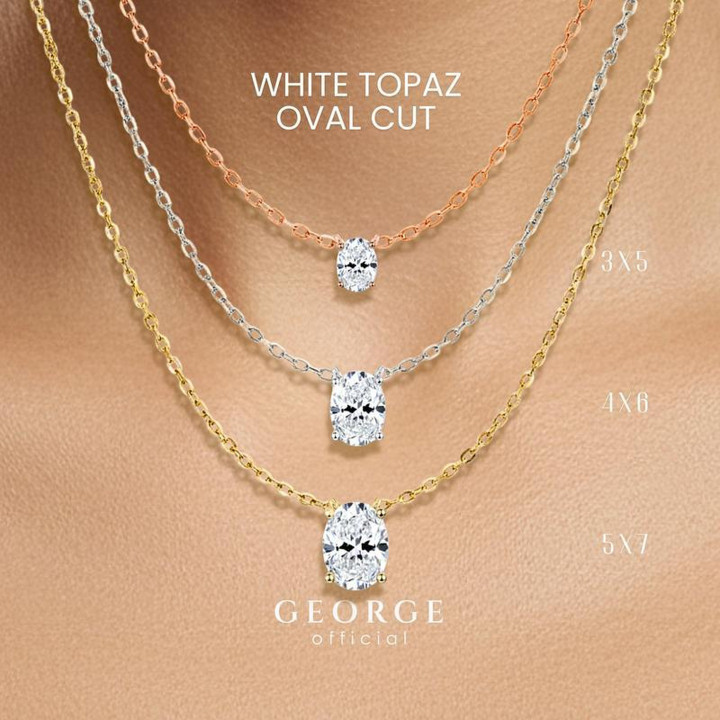 Elegante Halskette mit weißem Topas | Sterlingsilber und Goldplattierung
