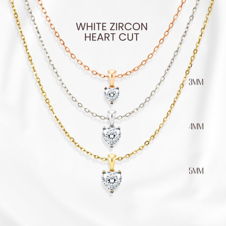 Collar con colgante de corazón de circonita blanca | Plata de ley 925 y baño de oro