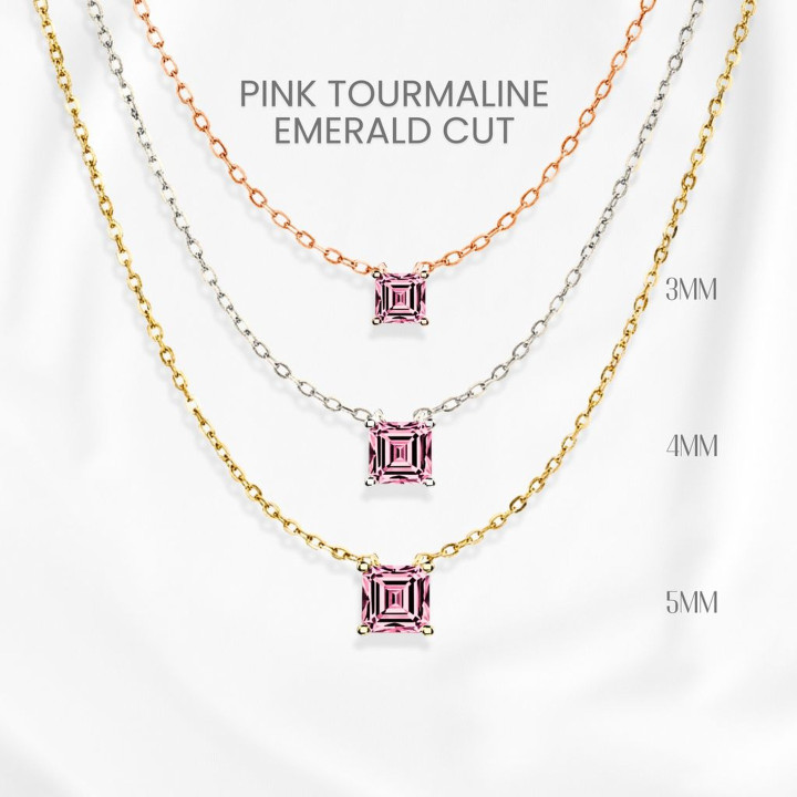 Collier en tourmaline rose | Argent sterling plaqué or par GEORGE