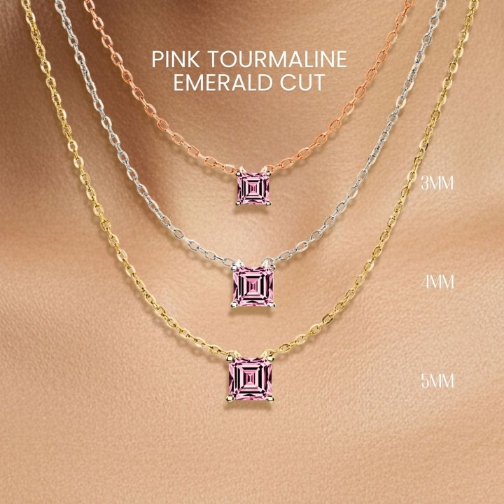 Collier en tourmaline rose | Argent sterling plaqué or par GEORGE