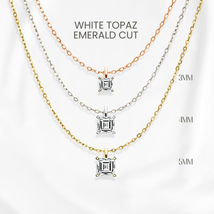 Collar de topacio blanco - Plata de ley, colgante de lujo tallado por GEORGE