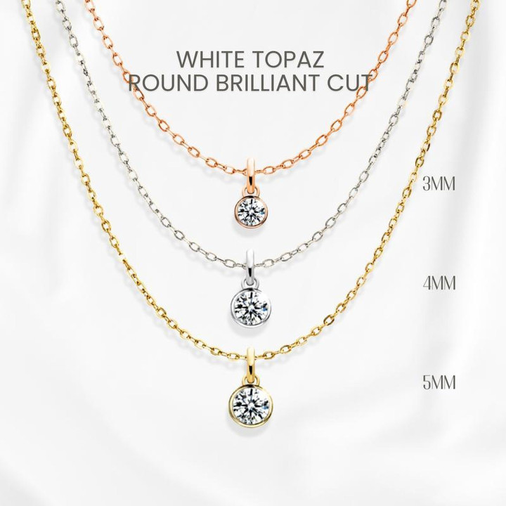 Collier en topaze blanche | Pendentif minimaliste en argent sterling