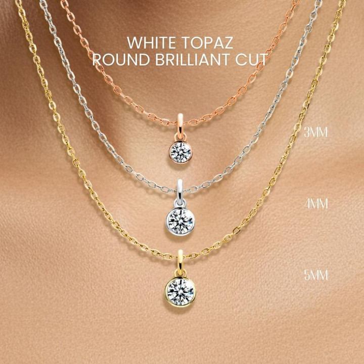 Collier en topaze blanche | Pendentif minimaliste en argent sterling