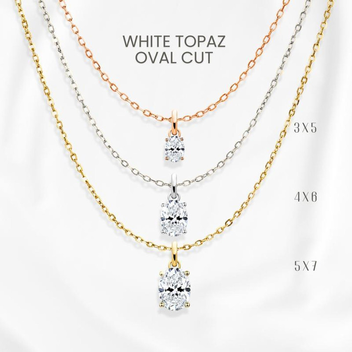 Collier élégant avec pendentif œuf en topaze blanche et argent sterling