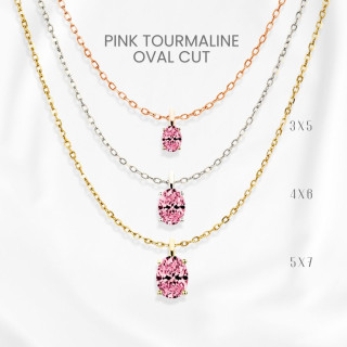 Luxury Pink Tourmaline Egg Necklace in Sterling Silver