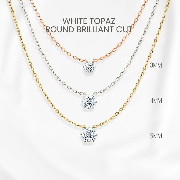 Collier en topaze blanche | Pendentif en argent sterling | Bijouterie GEORGE