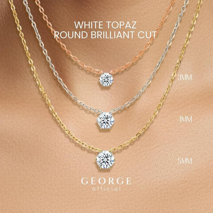 Collier en topaze blanche | Pendentif en argent sterling | Bijouterie GEORGE