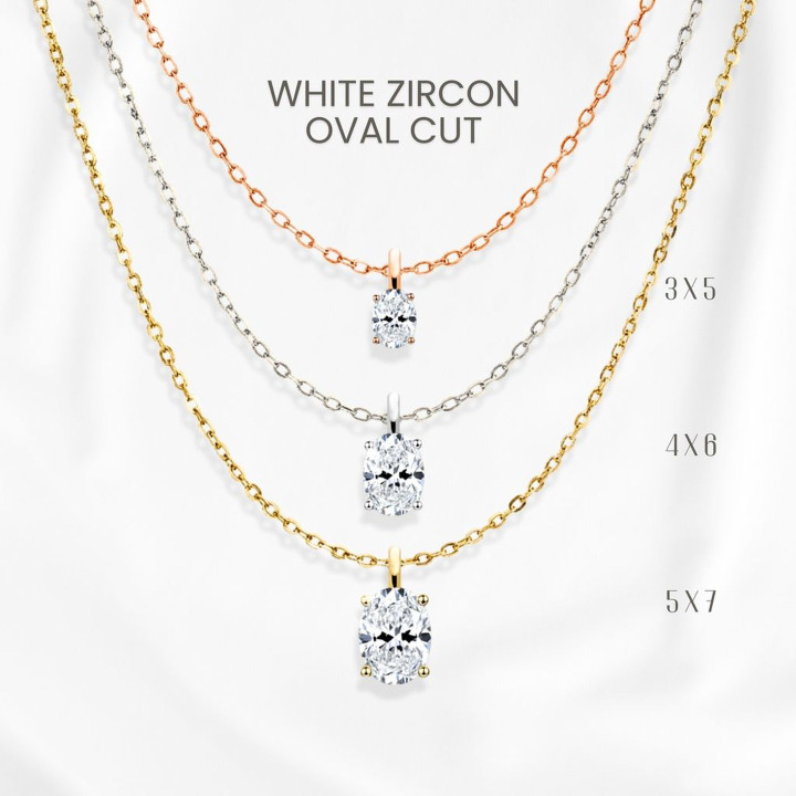 Collar con colgante de huevo de circonita blanca de lujo | Plata de ley 925