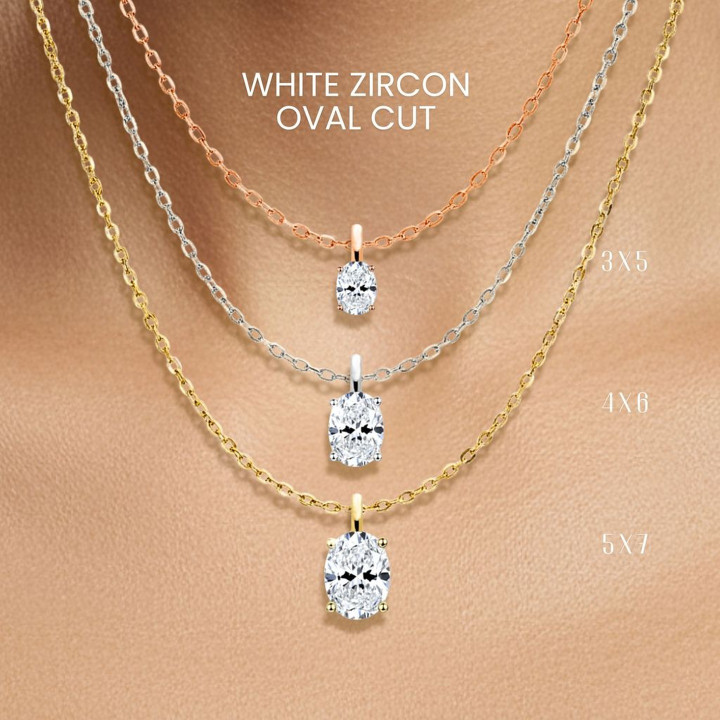 Collar con colgante de huevo de circonita blanca de lujo | Plata de ley 925