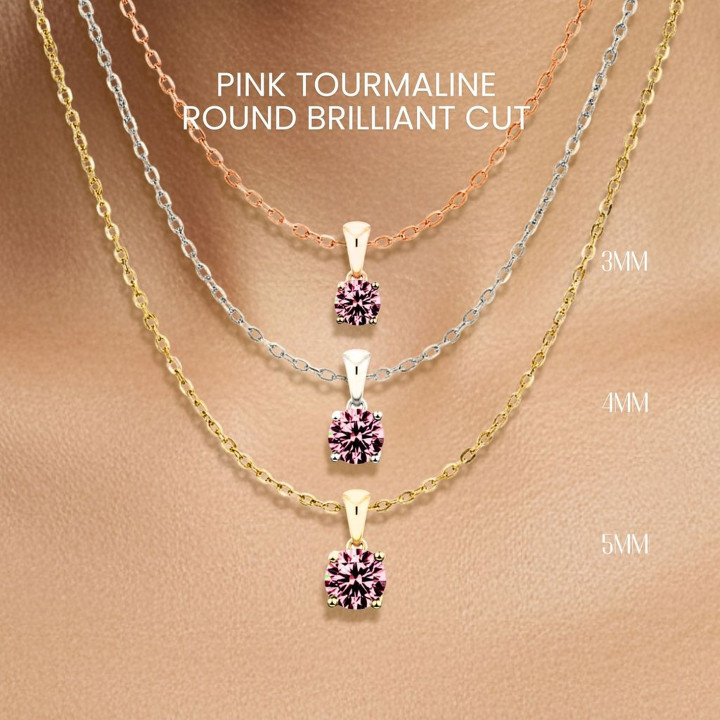Collar de turmalina rosa | Colgante de plata de ley con 4 puntas de GEORGE