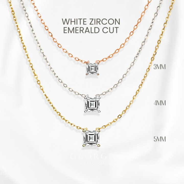 Collar de circonita blanca | Colgante de plata de ley chapado en oro