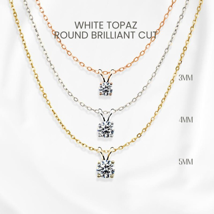 Collar de topacio blanco | Plata de ley y baño de oro | GEORGE Jewelry