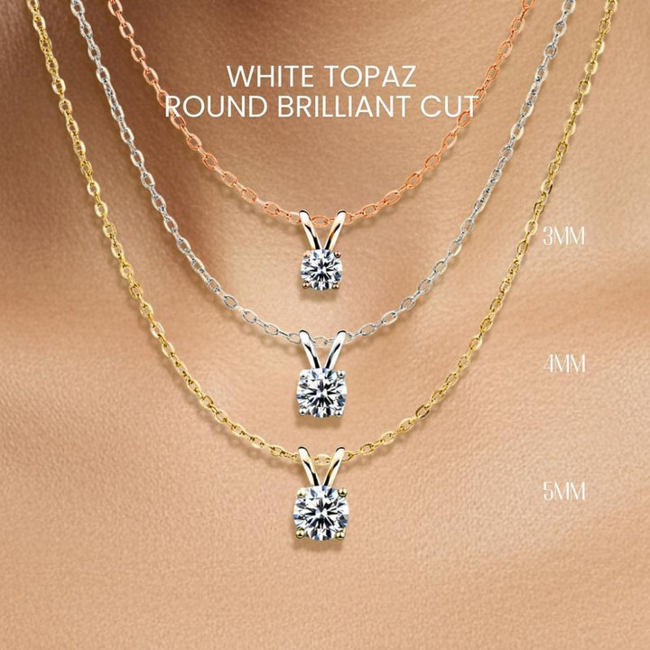 Collar de topacio blanco | Plata de ley y baño de oro | GEORGE Jewelry