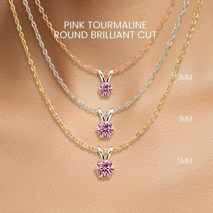 Collier en tourmaline rose | Argent sterling et plaqué or