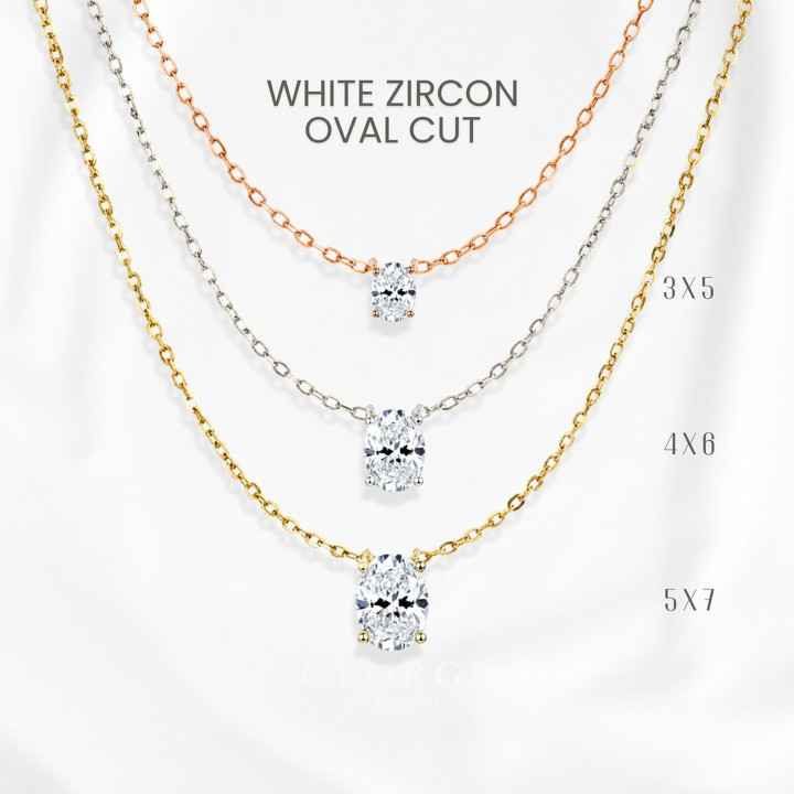 Collier classique en forme d'œuf en zircon | Argent sterling 925 plaqué or