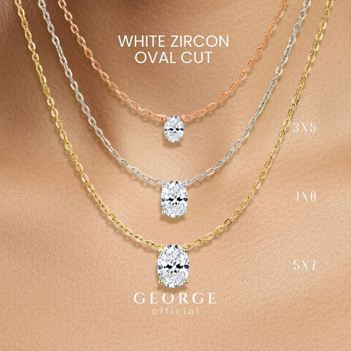 Collier classique en forme d'œuf en zircon | Argent sterling 925 plaqué or
