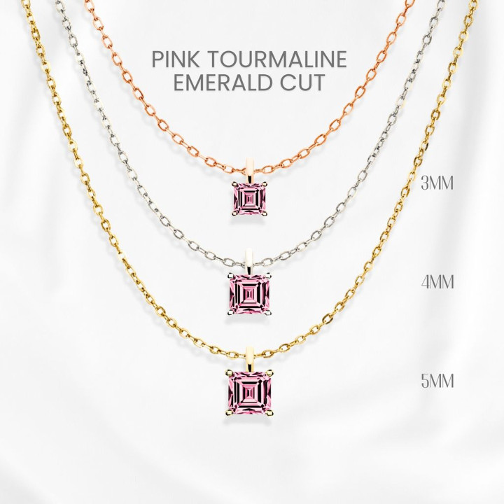 Collar de turmalina rosa | Plata de ley y chapado en oro