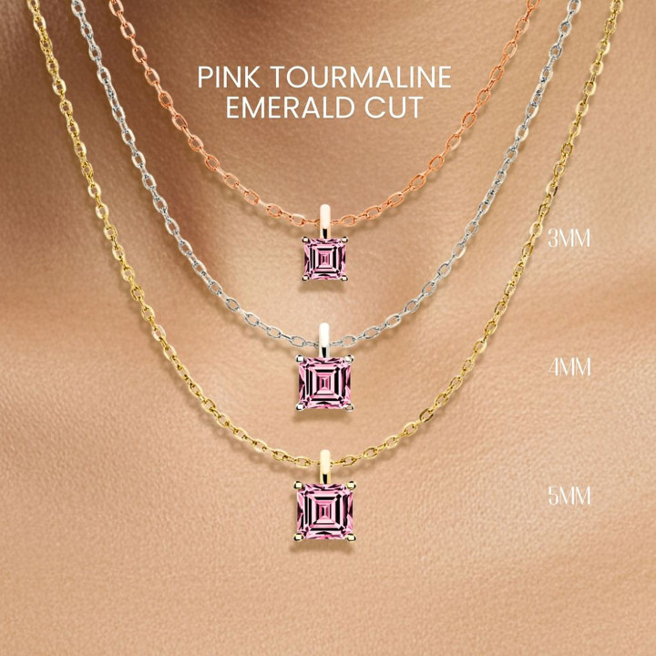 Collar de turmalina rosa | Plata de ley y chapado en oro
