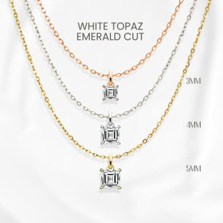 Elegant White Topaz Necklace | Minimalist Sterling Silver